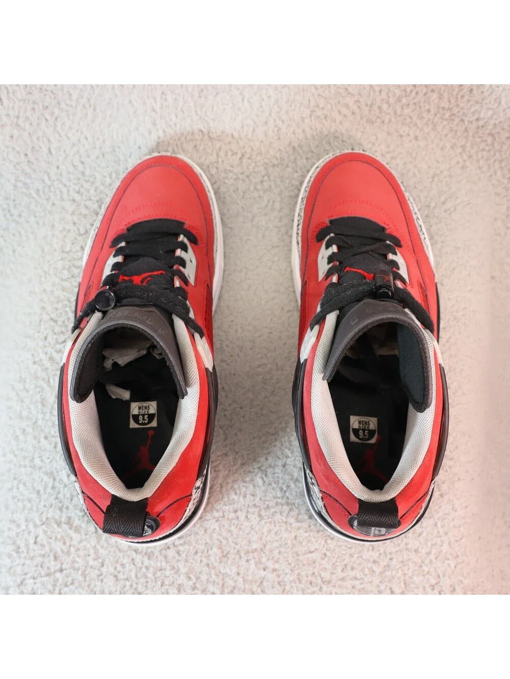 Jordan Spizike Low Toro Men 9.5 Red Black Shoes Bred VGUC